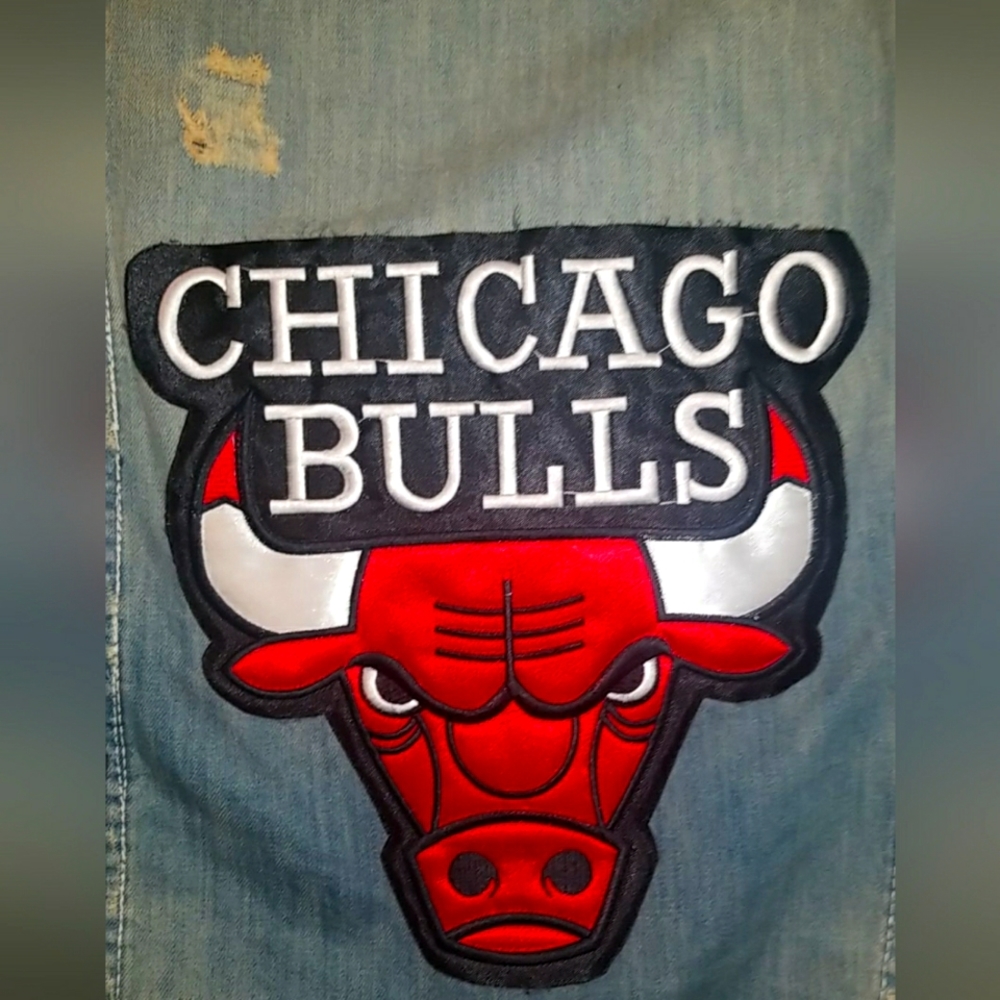 Vintage Chicago Bulls Denim vest Hoodie Jacket M - Picture 5 of 7